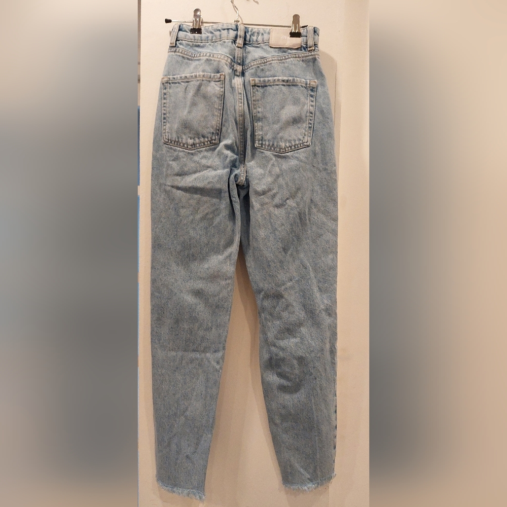 Zara Blue Skinny Jeans Trendy Distressed Design - Picture 3 of 8